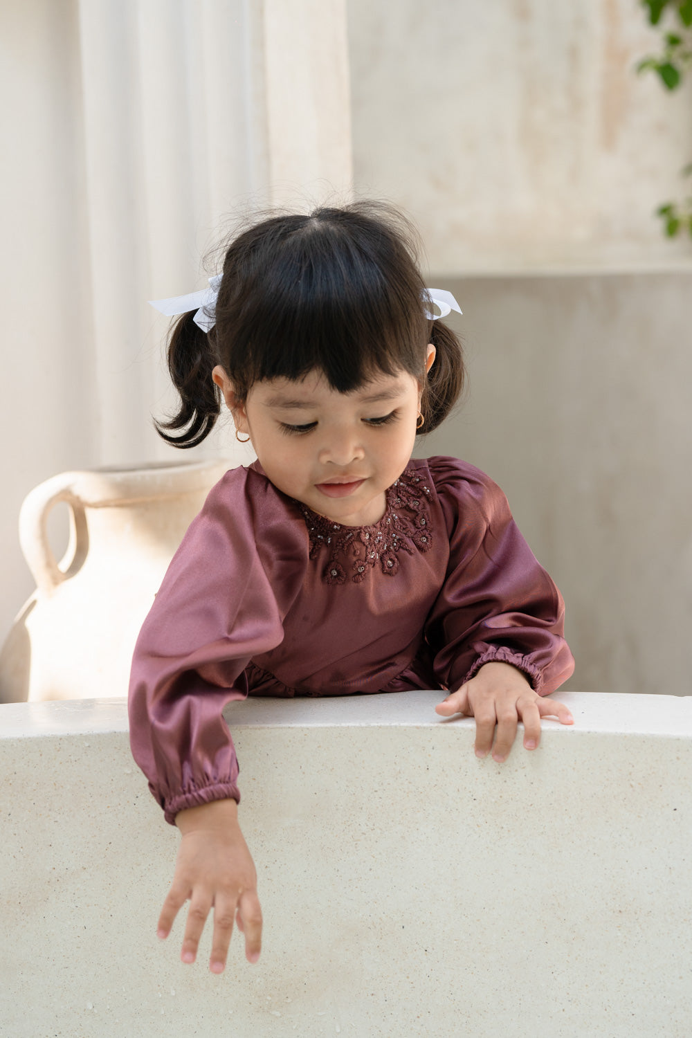 Rosewood Satin Baby Dress