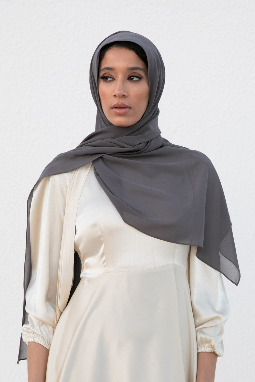 Misty Grey Chiffon Hijab