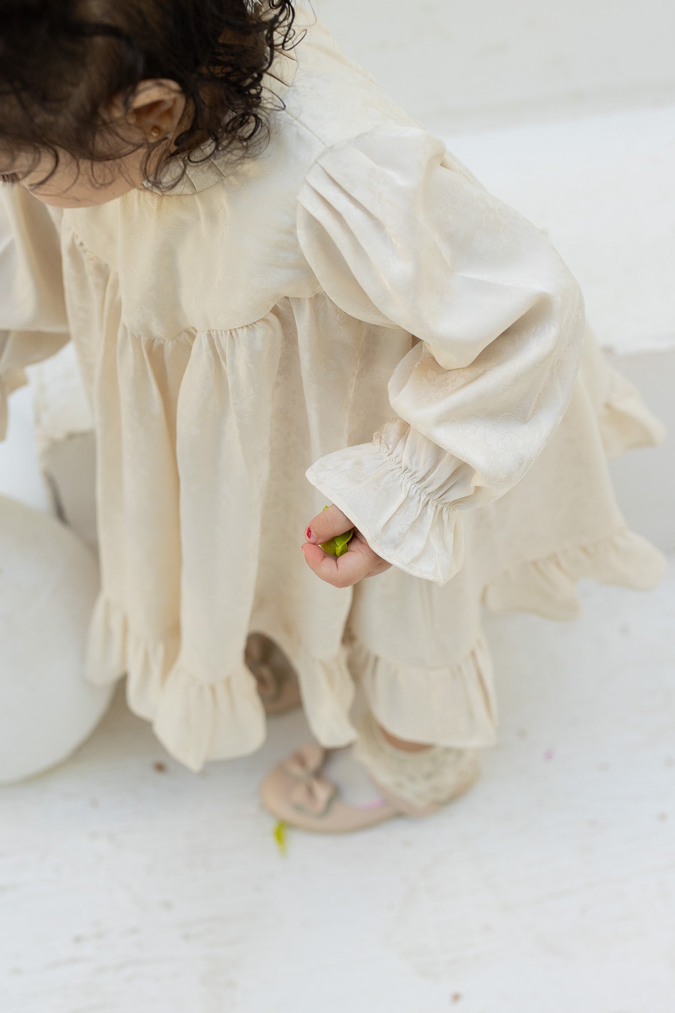 Elegant Ivory Baby Dress with Frill Details