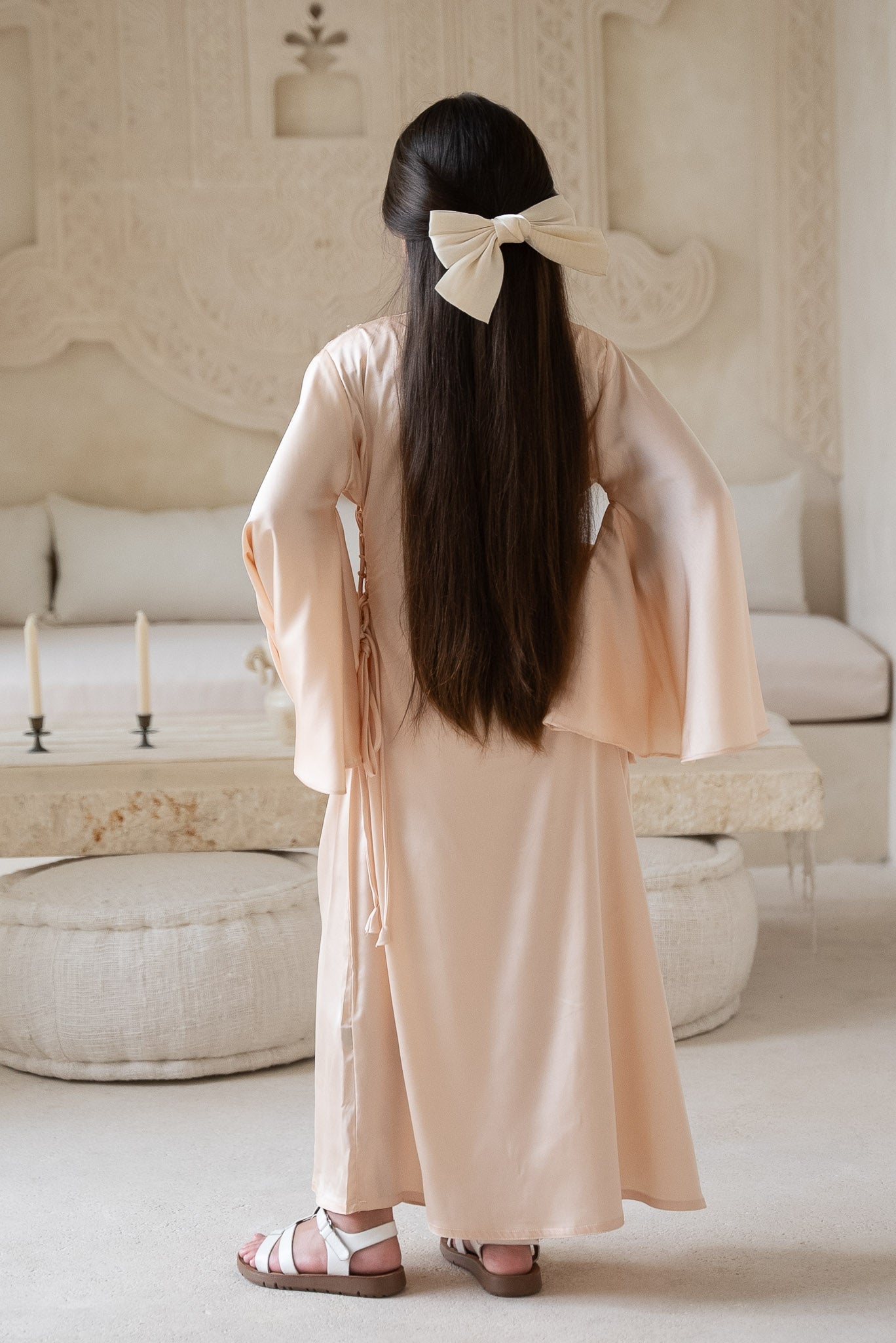 Peach Ivory Kids Abaya