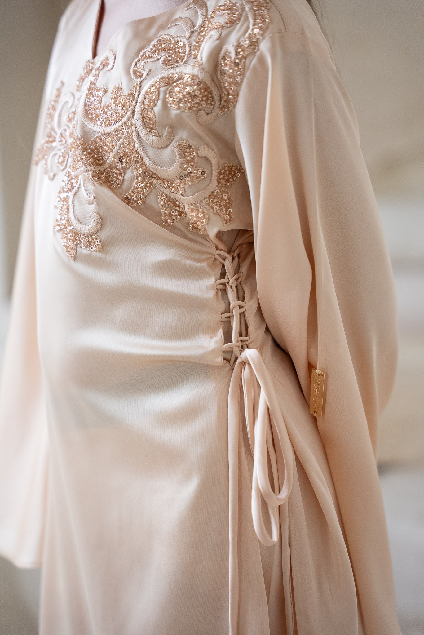 Peach Ivory Kids Abaya