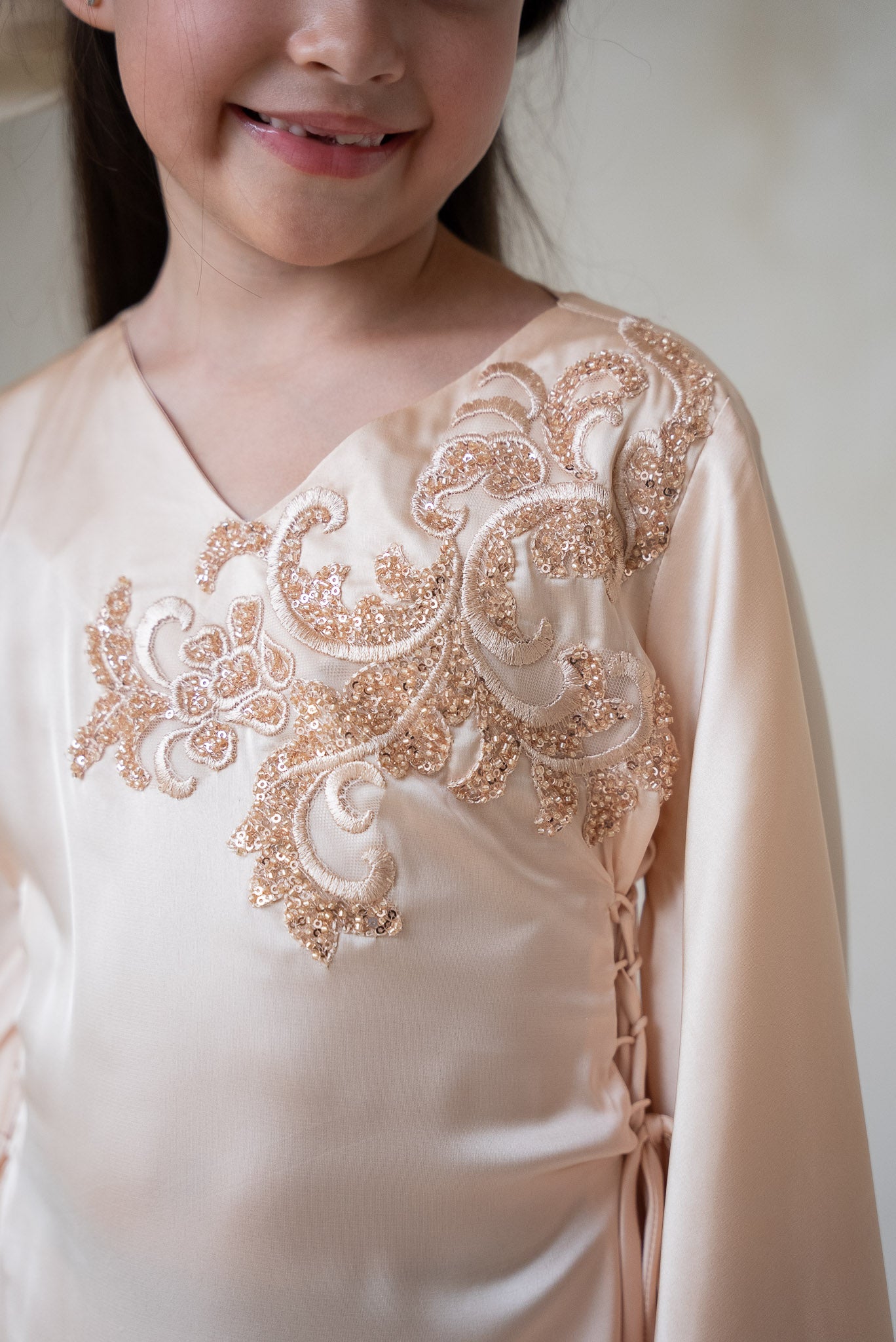 Peach Ivory Kids Abaya