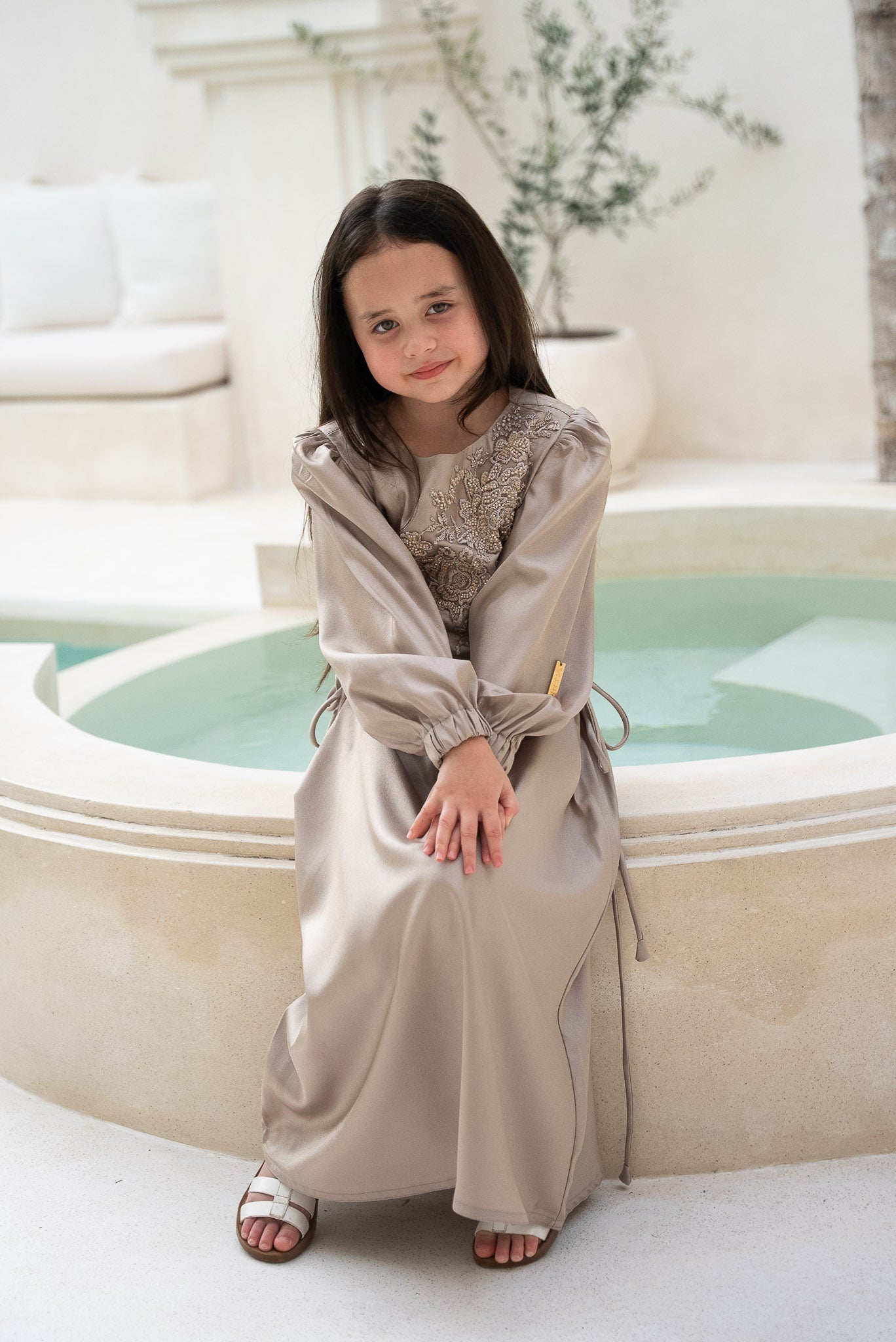 Silver Sage Blossom Kids Abaya