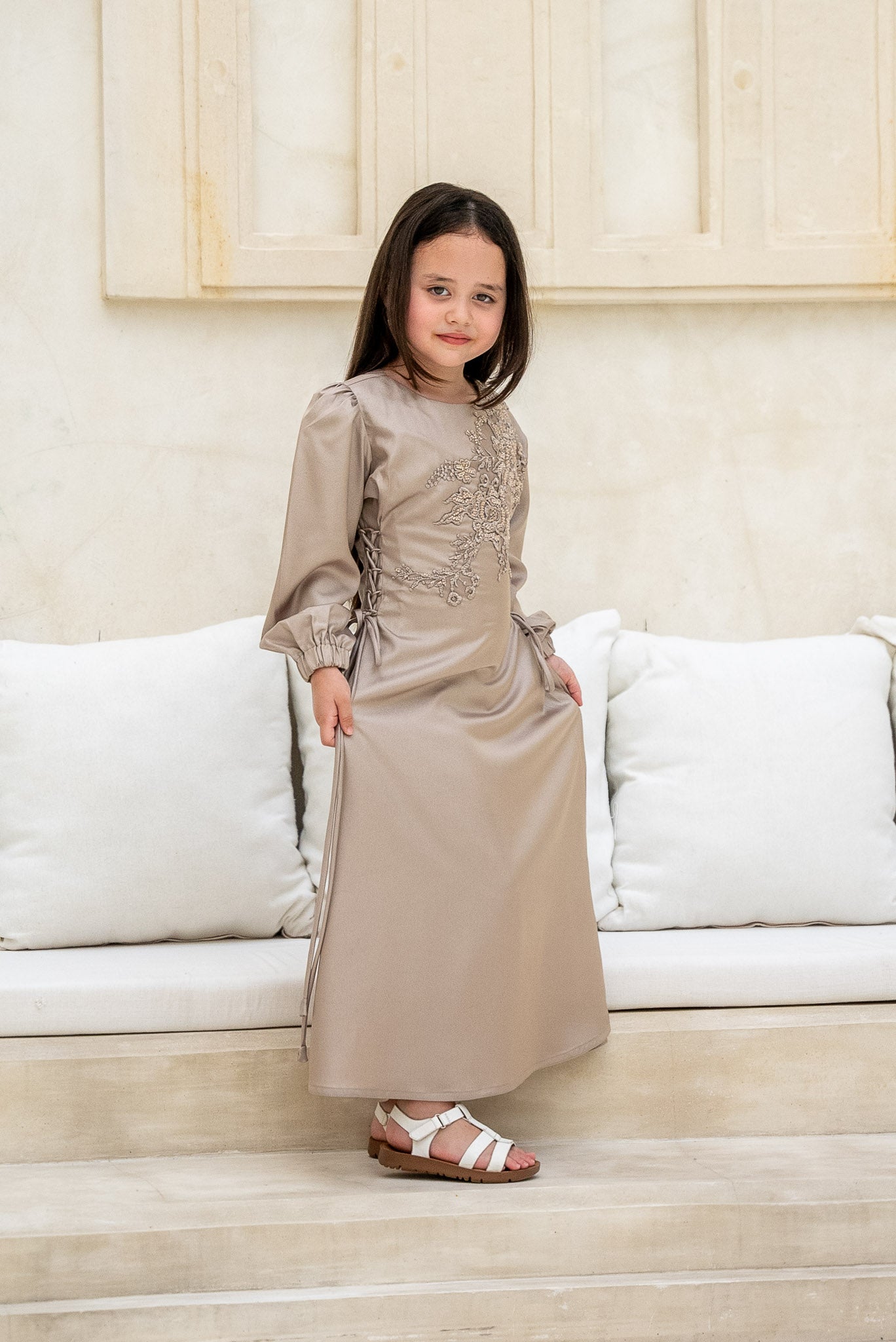 Silver Sage Blossom Kids Abaya