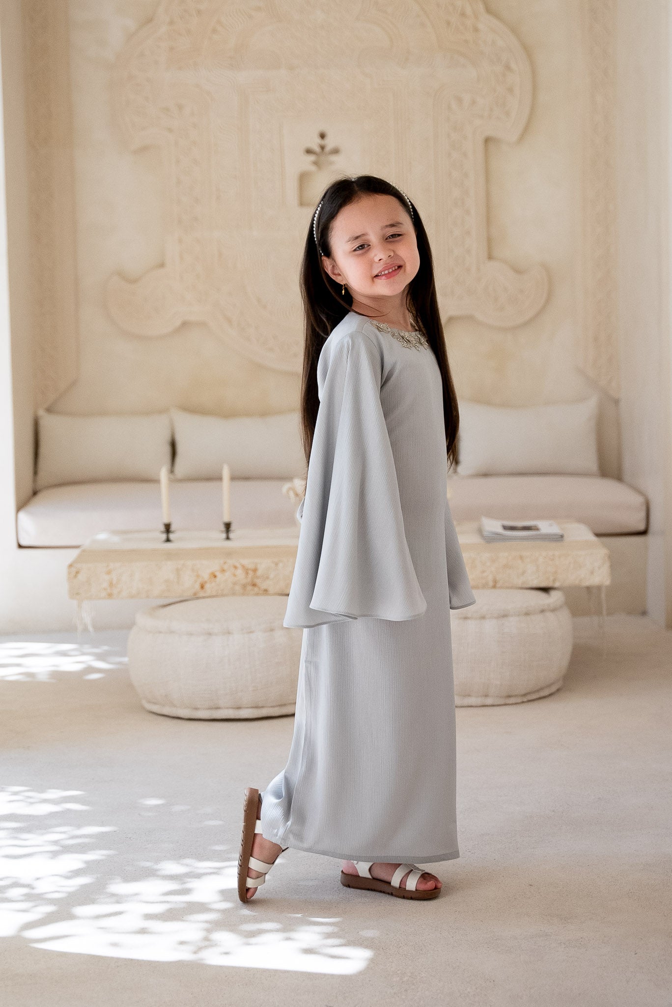 Misty Silver Kids Abaya
