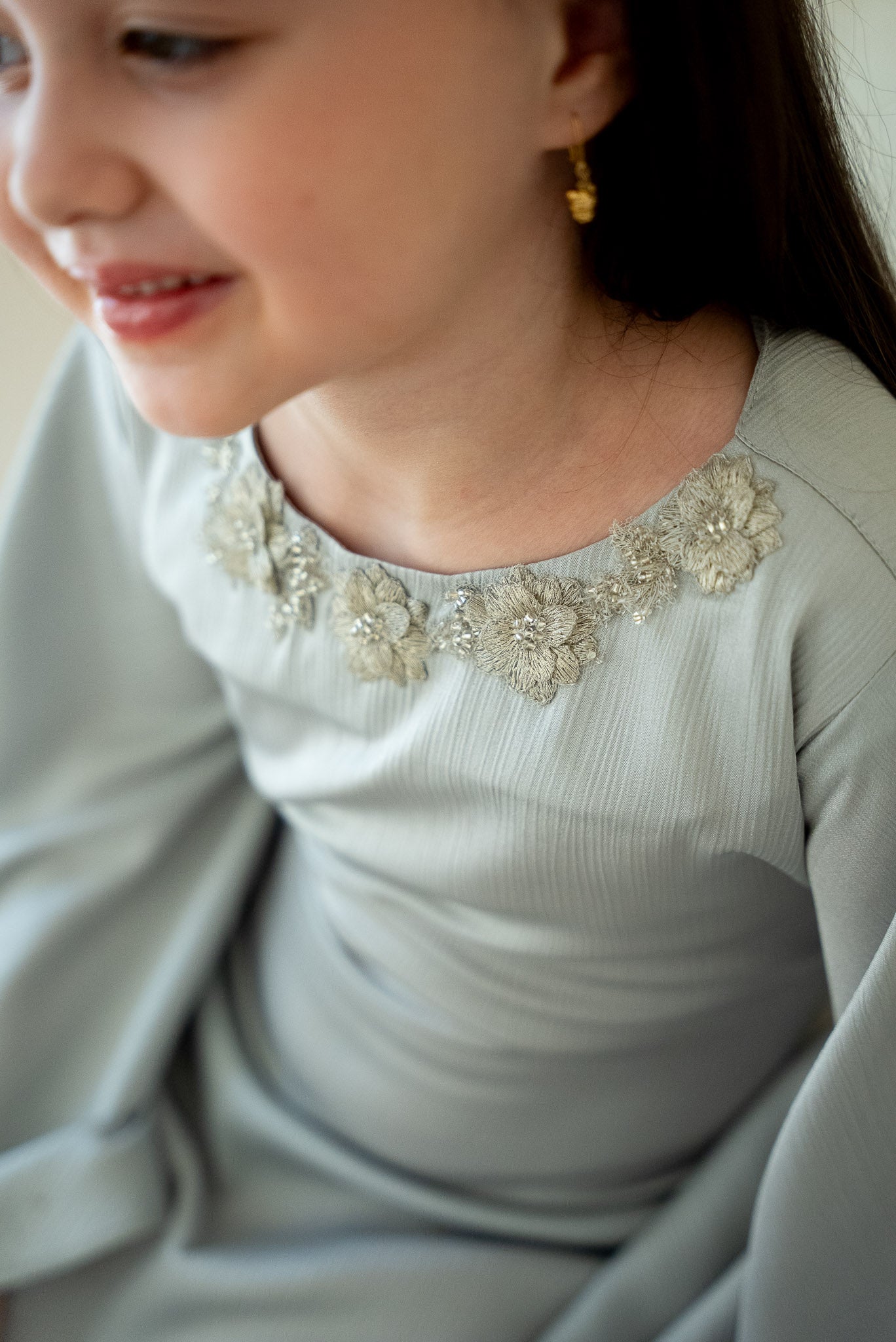 Misty Silver Kids Abaya