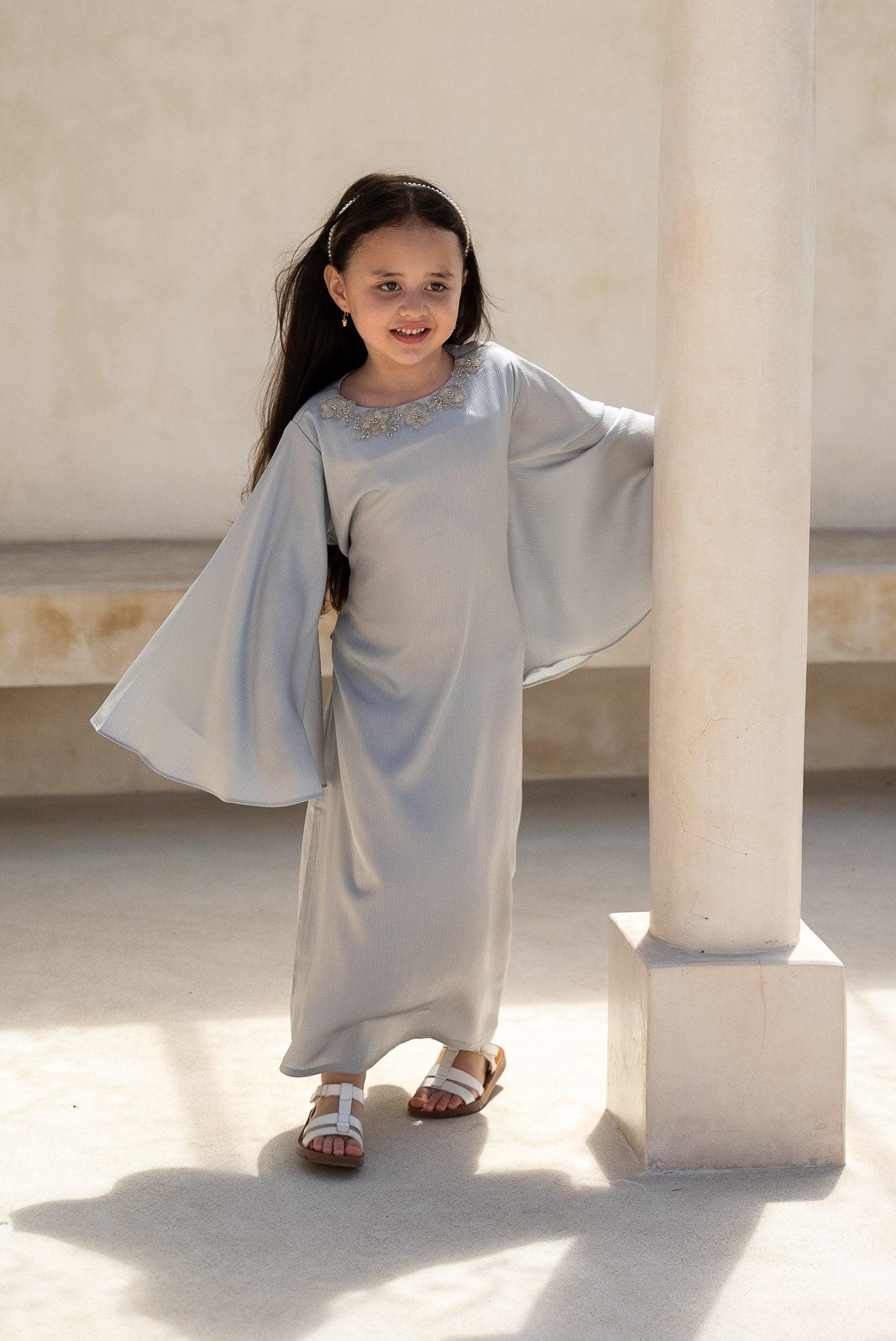 Misty Silver Kids Abaya