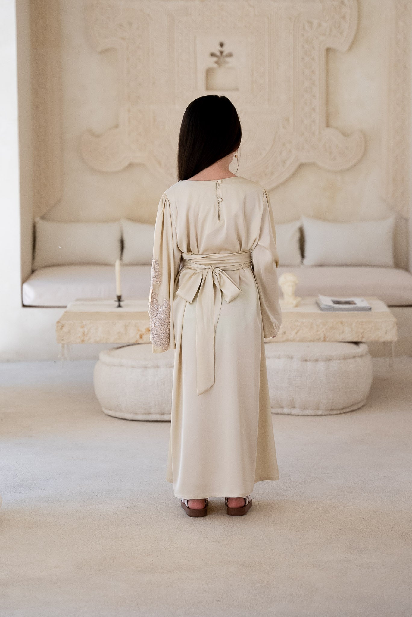 Wrapped ivory cream Kids Abaya
