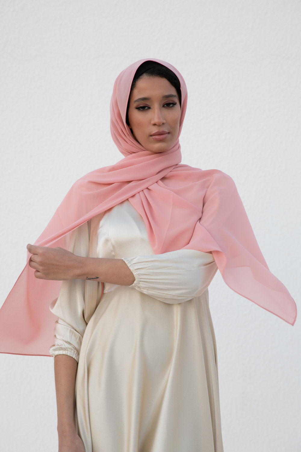 Coral Pink Chiffon Hijab